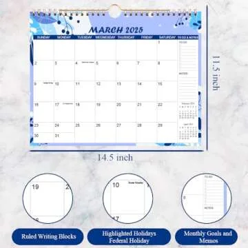 2025-2026 Calendar - Wall Calendar from Mar 2025 to Oct 2026, 20 Monthly Calendar with Seasonal Designs for Planning and Organizing for Home or Office, 11.5 x 14.5 In Calendar 2025-2026
