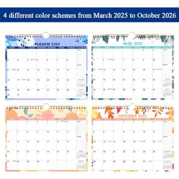 2025-2026 Calendar - Wall Calendar from Mar 2025 to Oct 2026, 20 Monthly Calendar with Seasonal Designs for Planning and Organizing for Home or Office, 11.5 x 14.5 In Calendar 2025-2026