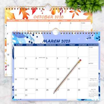 2025-2026 Calendar - Wall Calendar from Mar 2025 to Oct 2026, 20 Monthly Calendar with Seasonal Designs for Planning and Organizing for Home or Office, 11.5 x 14.5 In Calendar 2025-2026