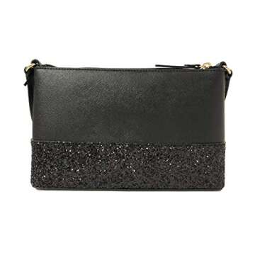 Kate Spade Ramey Greta Court Glitter Saffiano Leather Crossbody Bag Black
