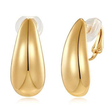 Elegant MUYAN Gold Plated Waterdrop Clip-On Earrings for Women