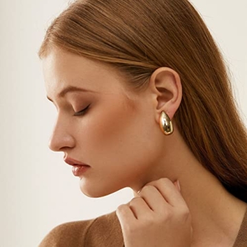 MUYAN Gold Plated Waterdrop Clip-On Earrings Elegant & Lightweight