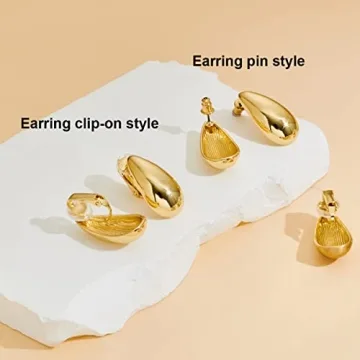MUYAN Gold Plated Waterdrop Clip-On Earrings Elegant & Lightweight