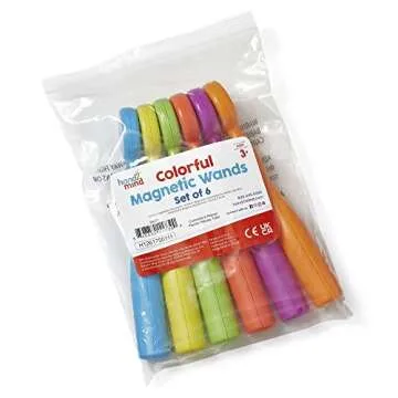 hand2mind Magnetic Wands for Kids, Magnet Wands, Magnets for Kids Science, Magnets with Wand, Magnets for Teaching, Preschool Science, Magnet with Handle, Science Classroom Supplies (Set of 6)