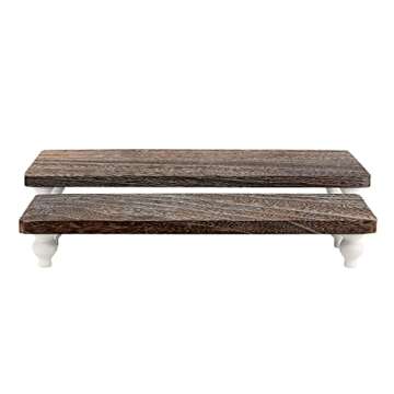 Ikee Design 2 Pcs Set Wooden Display Riser, Cupcake Dessert Display Riser, Countertop Centerpiece Dessert Serving Stand, Artificial Plant Stand for Garden Decor, Coffee Color