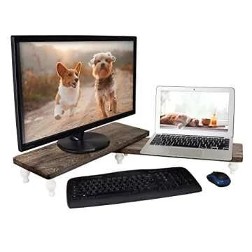 Ikee Design 2 Pcs Set Wooden Display Riser, Cupcake Dessert Display Riser, Countertop Centerpiece Dessert Serving Stand, Artificial Plant Stand for Garden Decor, Coffee Color