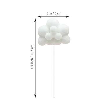 Creaides 10pcs Cloud Cupcake Toppers Plush Yarn Ball Cloud Shaped Dessert Picks Cake Decoration for ...