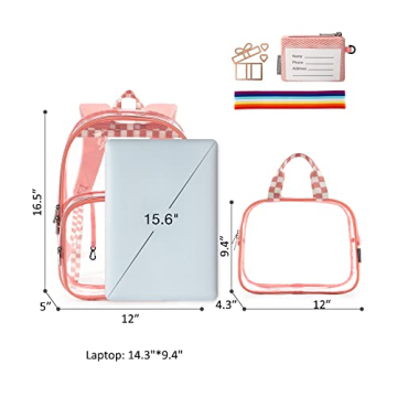 mommore Clear Backpack Durable Transparent School Bag