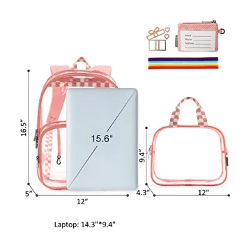 mommore Clear Backpack Durable Transparent School Bag