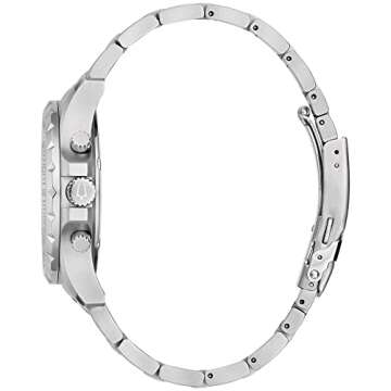 Bulova Men’s Marine Star 6-Hand Quartz Chronograph Stainless Steel Watch, Blue Dial, Tachymeter, 1...