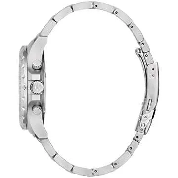 Bulova Men’s Marine Star 6-Hand Quartz Chronograph Stainless Steel Watch, Blue Dial, Tachymeter, 1...