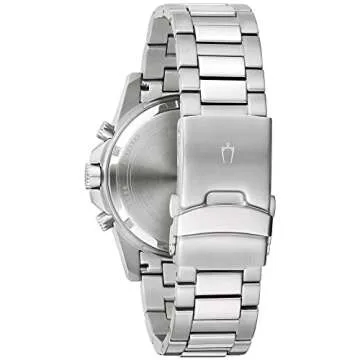 Bulova Men’s Marine Star 6-Hand Quartz Chronograph Stainless Steel Watch, Blue Dial, Tachymeter, 100M Water Resistant Style: 96B174