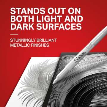 Sharpie Metallic Permanent Markers, Fine Tip Marker Set, Perfect Markers For Black Paper Or Dark Surfaces, Art Markers, Poster Markers, Silver, 12 Count