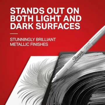 Sharpie Metallic Permanent Markers, Fine Tip Marker Set, Perfect Markers For Black Paper Or Dark Surfaces, Art Markers, Poster Markers, Silver, 12 Count