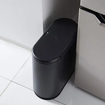 Sooyee Slim 10 Liter Black Trash Can - Stylish & Practical