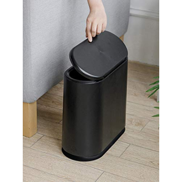 Sooyee Slim 10 Liter Black Trash Can - Stylish & Practical