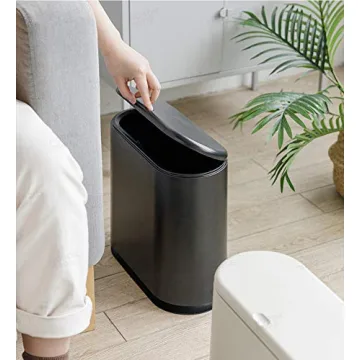 Sooyee Slim 10 Liter Black Trash Can - Stylish & Practical