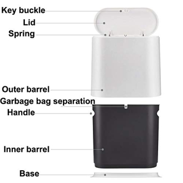 Sooyee Slim 10 Liter Black Trash Can - Stylish & Practical