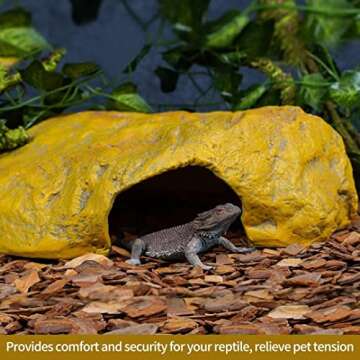 Cosyall Reptile Hide Snake Cave Large Simulation Stone Resin Hideout Leopard Gecko Lizard Tank Accessories Bearded Dragon Habitat Terrarium Decoration Rock for Spider Frog Amphibian