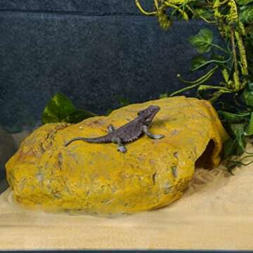 Cosyall Reptile Hide Snake Cave Large Simulation Stone Resin Hideout Leopard Gecko Lizard Tank Accessories Bearded Dragon Habitat Terrarium Decoration Rock for Spider Frog Amphibian