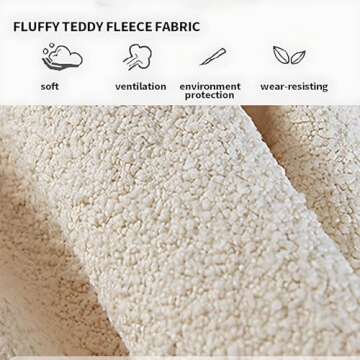 Mid-Century Modern Lounge Chair with Ottoman - Soft Lamb Fleece Upholstery, High-Resilience Foam, Solid Wood Frame, Easy Assembly, Stylish Accent Chair for Living Room & Bedroom (Off-white)