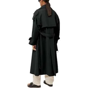 Farktop Women's Oversized Long Trench Coat Stylish Overcoat