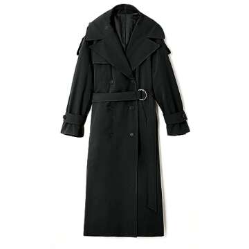 Farktop Women's Oversized Long Trench Coat Stylish Overcoat