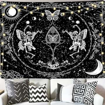 KJHL Skull Tapestry Large Gothic Butterfly Aesthetic