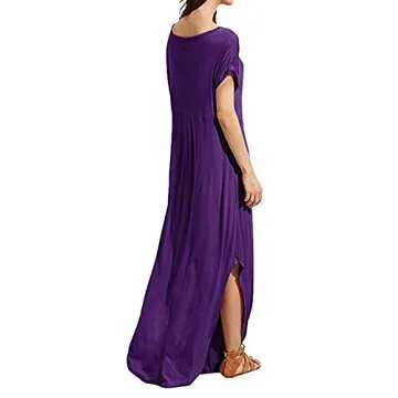 Stylish Match Women's V-Neck Maxi Dress with Pockets