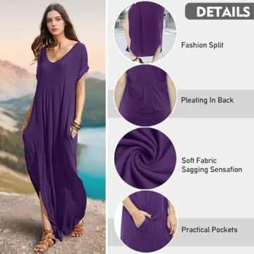 Stylish Match Women's V-Neck Maxi Dress with Pockets