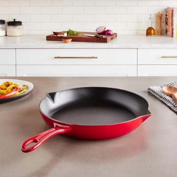 STAUB Enamel Cast Iron Fry Pan - 12-inch Cherry