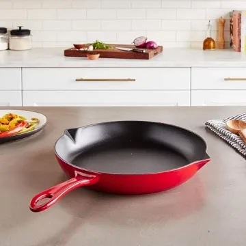 STAUB Enamel Cast Iron Fry Pan - 12-inch Cherry