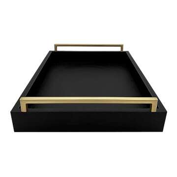 Montecito Home Decorative Coffee Table Tray - Shagreen Faux Leather - Ottoman Tray - Breakfast, Drin...