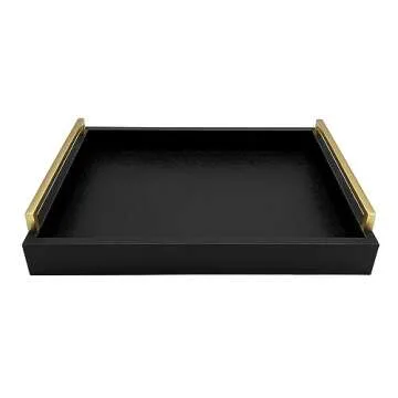 Montecito Home Faux Leather Tray for Elegant Serving