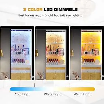 Lvifur 360° Rotating 63'' LED Jewelry Armoire,Full Length Mirror Large Capacity Floor Standing 3 Color Dimmable Jewelry Organizer Armoire with 4 Rollers,Rear Storage Shelves