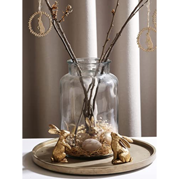 DN DECONATION Gold Tray, Large Decorative Trays for Coffee Table, Ottoman, Farmhouse Tray, Round Wooden Trays for Living Room Decor