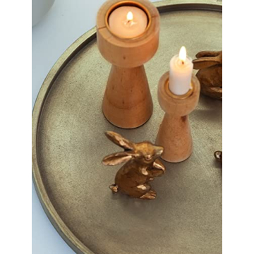 DN DECONATION Gold Tray, Large Decorative Trays for Coffee Table, Ottoman, Farmhouse Tray, Round Wooden Trays for Living Room Decor