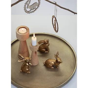 DN DECONATION Gold Tray, Large Decorative Trays for Coffee Table, Ottoman, Farmhouse Tray, Round Wooden Trays for Living Room Decor