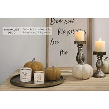 DN DECONATION Gold Tray, Large Decorative Trays for Coffee Table, Ottoman, Farmhouse Tray, Round Wooden Trays for Living Room Decor