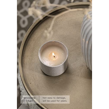 DN DECONATION Gold Tray, Large Decorative Trays for Coffee Table, Ottoman, Farmhouse Tray, Round Wooden Trays for Living Room Decor