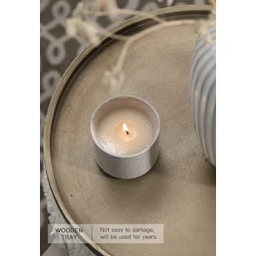 DN DECONATION Gold Tray, Large Decorative Trays for Coffee Table, Ottoman, Farmhouse Tray, Round Wooden Trays for Living Room Decor