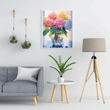 Hydrangea Diamond Painting Kits for Adults-Flowers Diamond Art Kits for Adults,5D Diamond Painting Flowers,DIY Full Drill Diamond Painting Flower Gem Art and Crafts 12x16inch