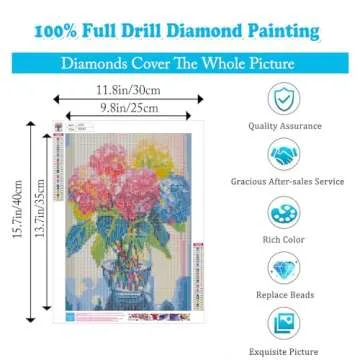 Hydrangea Diamond Painting Kits for Adults-Flowers Diamond Art Kits for Adults,5D Diamond Painting Flowers,DIY Full Drill Diamond Painting Flower Gem Art and Crafts 12x16inch