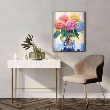 Hydrangea Diamond Painting Kits for Adults-Flowers Diamond Art Kits for Adults,5D Diamond Painting Flowers,DIY Full Drill Diamond Painting Flower Gem Art and Crafts 12x16inch