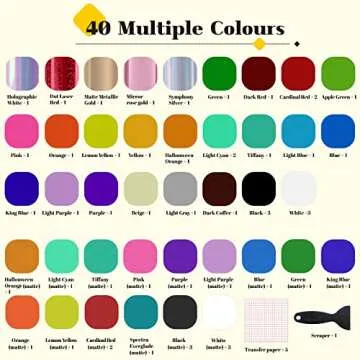 HTVRONT Permanent Vinyl 57 Pack for Cricut Machine - 12" x 12" Bundle with 52 Sheets & 5 Transfer Ta...