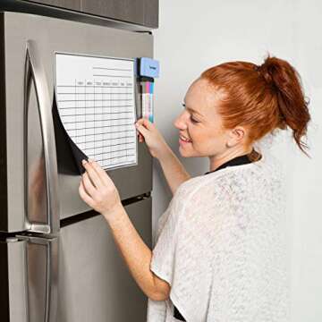 Whiteboard Chore Chart - Magnetic Dry Erase Chore Board for Multiple Kids - Chores White Board for Fridge - 17X12” - 5 Markers & Eraser with Strong Magnet - Family Refrigerator Weekly Planner