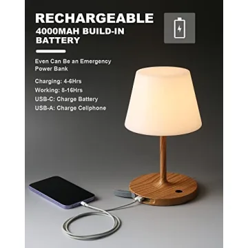 WEILAILUX Cordless Waterproof Table Lamp for Outdoor Use