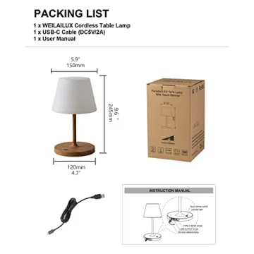 WEILAILUX Cordless Waterproof Table Lamp for Outdoor Use