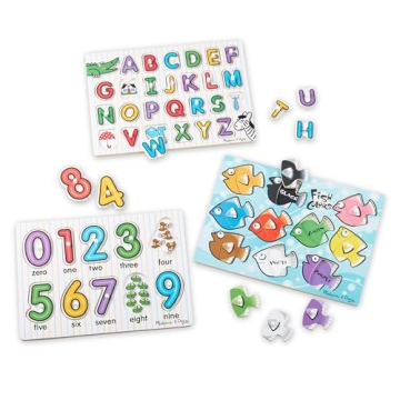 Melissa & Doug Wooden Peg Puzzles Set for Toddlers