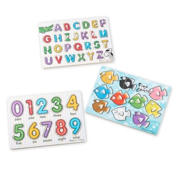 Melissa & Doug Wooden Peg Puzzles Set for Toddlers